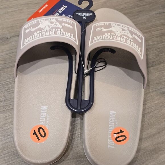 True Religion Kendrick Logo Slide Sandals- Light Grey - Picture 10 of 10